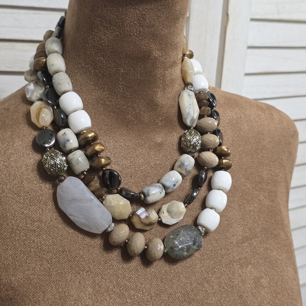 Premier Designs Sundance Earth Toned Layered Mixed Stone Necklace